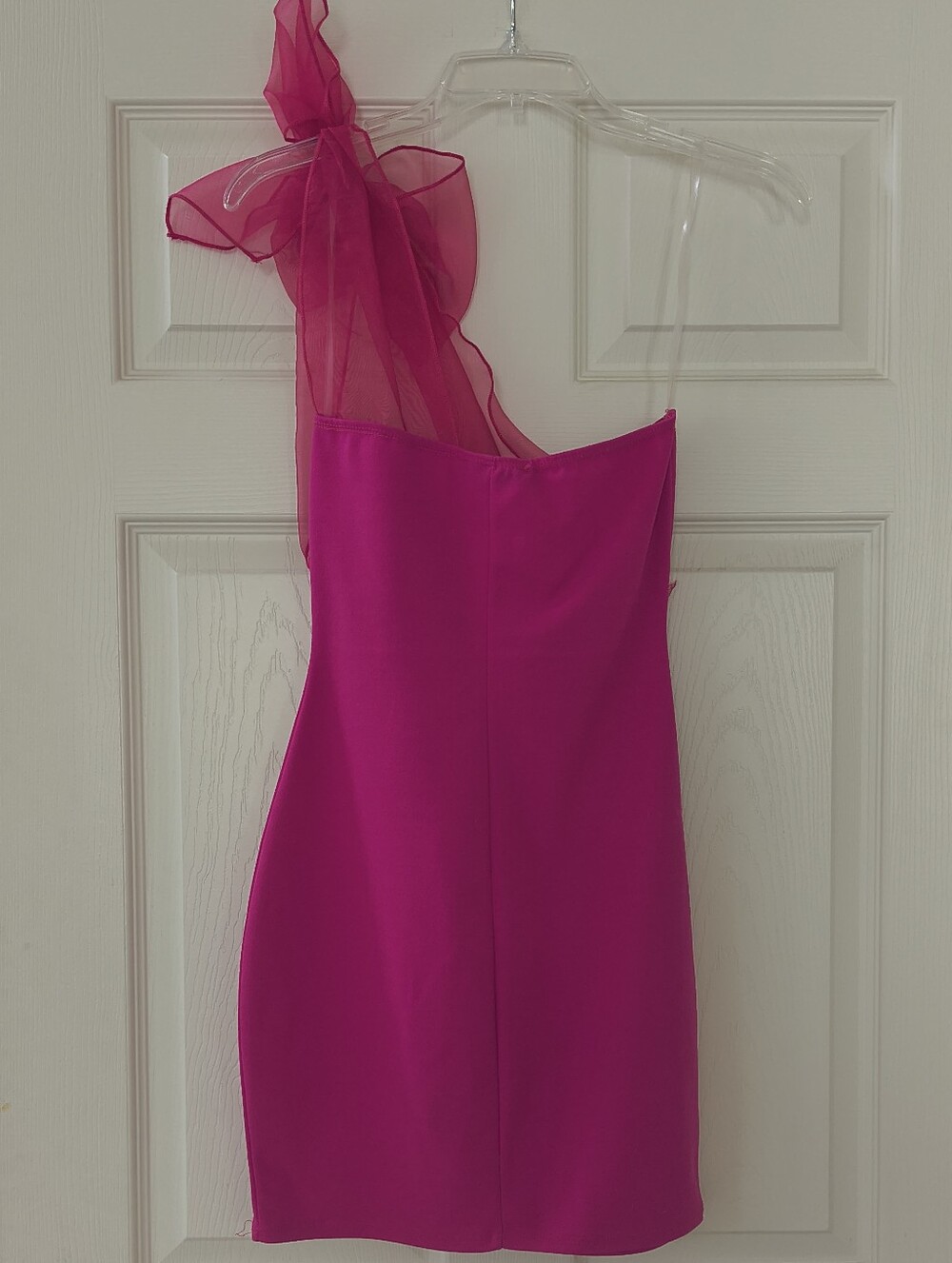 American Threads One Shoulder Pink Bow Mini Dress | Size Small - Picture 2 of 4